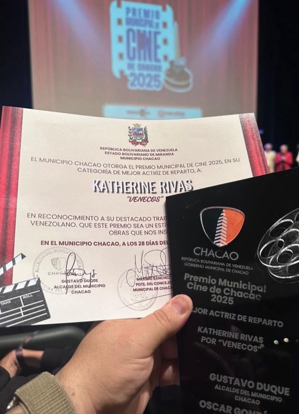 Diploma de mejor actriz de reparto, Premio Municipal de Cine de Chacao 2025